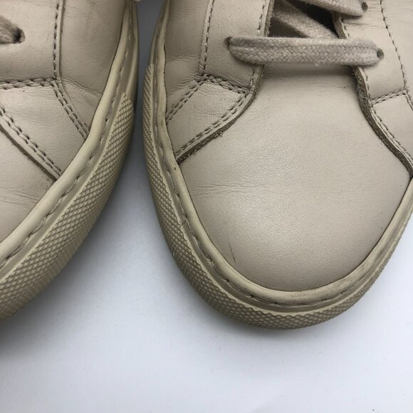 Woman By Common Projects Achilles Leather Sneakers EU 36 US 6 Beige Cream Low - Picture 13 of 14